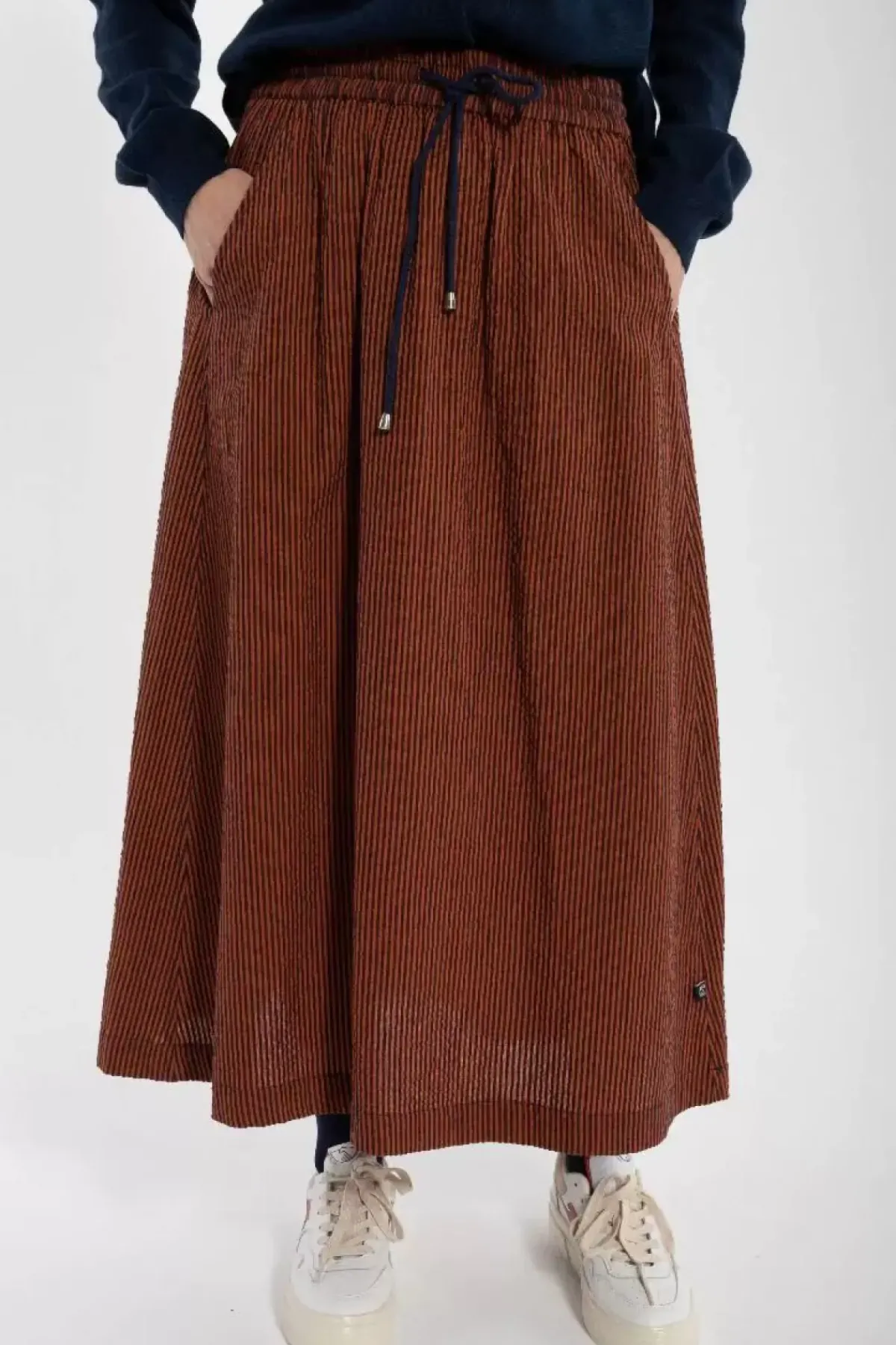 Danefæ Röcke>Danespresso Searsucker Skirt Rust/Dark Navy