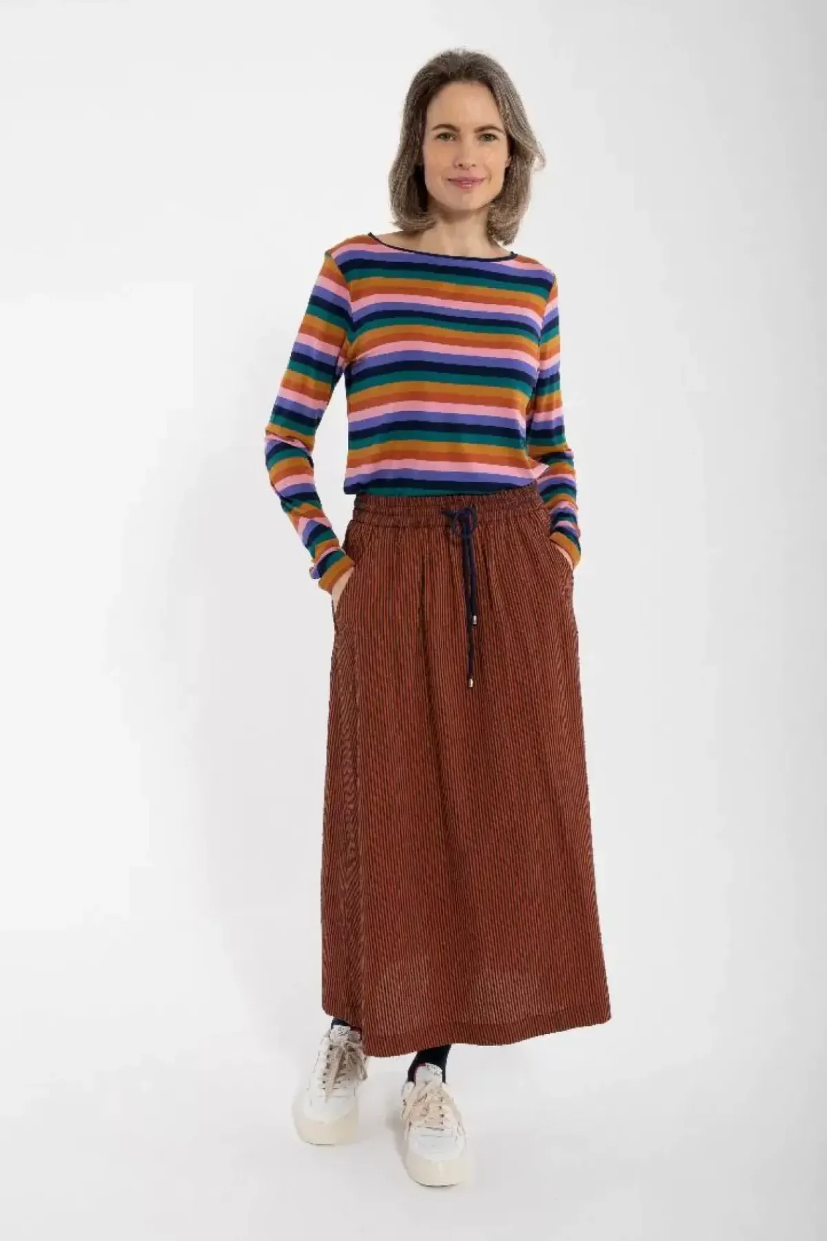 Danefæ Röcke>Danespresso Searsucker Skirt Rust/Dark Navy