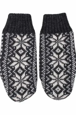 Danefæ Handschuhe>Danestay Warm Wool Mittens Dk Grey/White