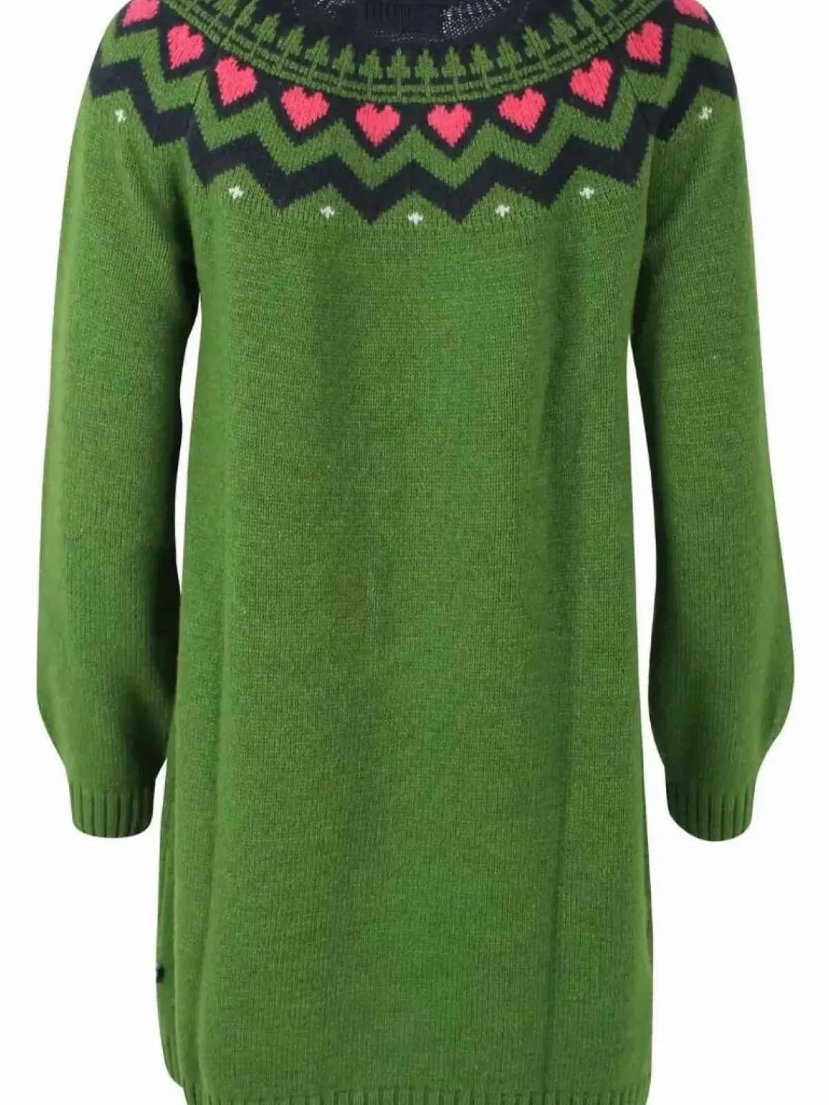 Danefæ Kleider>Danesukkertop Wool Sweater Dress Fall Jungle/Dk Navy/Rasberry Sorbet