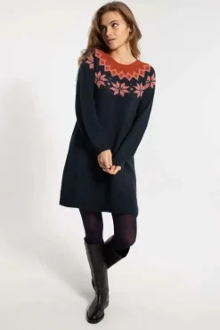 Danefæ Kleider>Danesukkertop Wool Sweater Dress Dk Navy/Old Rose/Brick