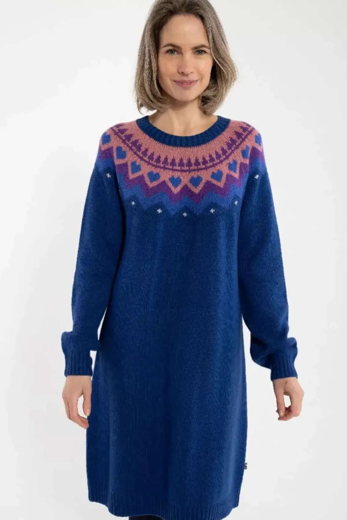 Danefæ Kleider>Danesukkertop Wool Sweater Dress Deep Marine