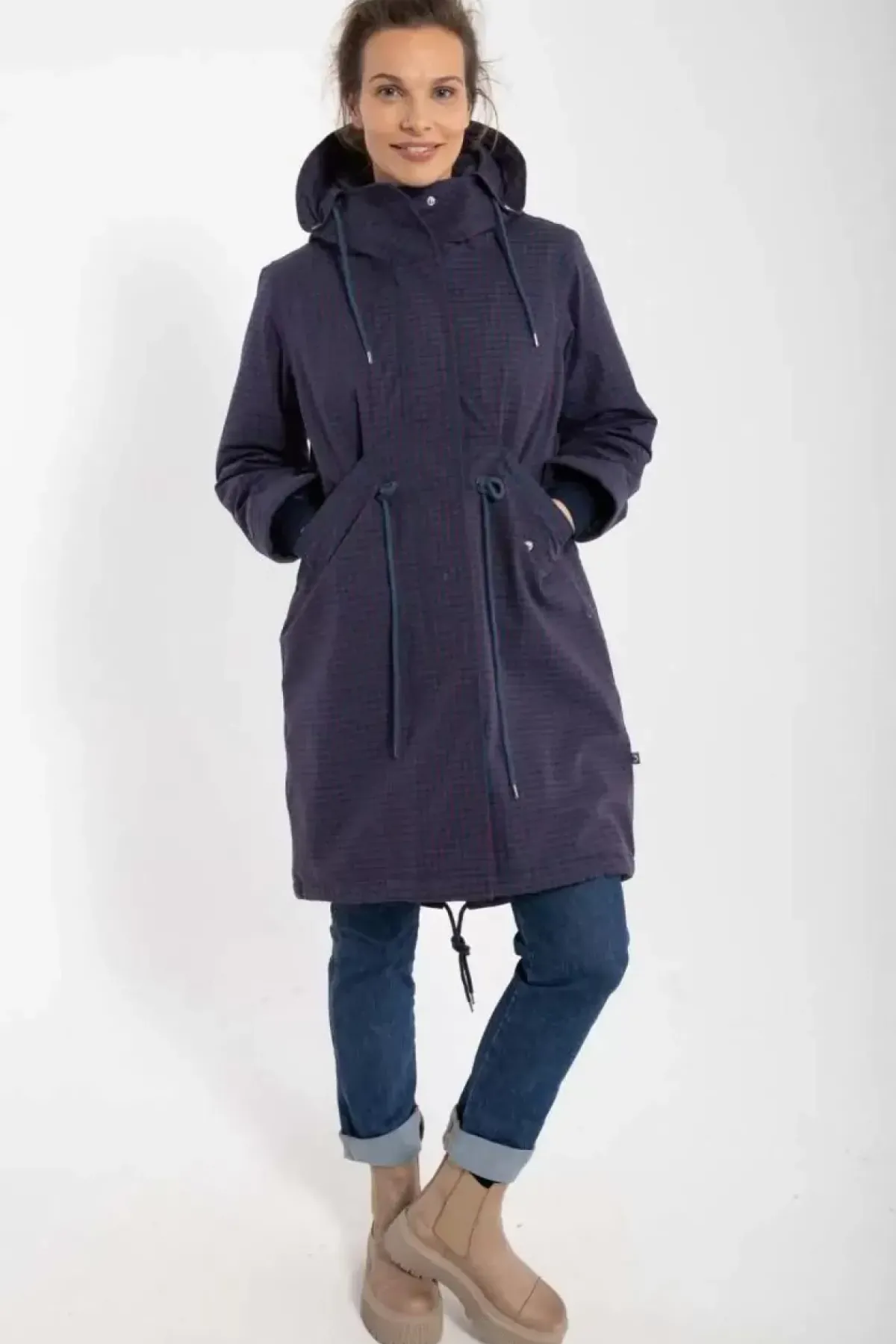 Danefæ Winterjacken>Danesvaneke Plaid Winter Parka Marine/Black/Redwine