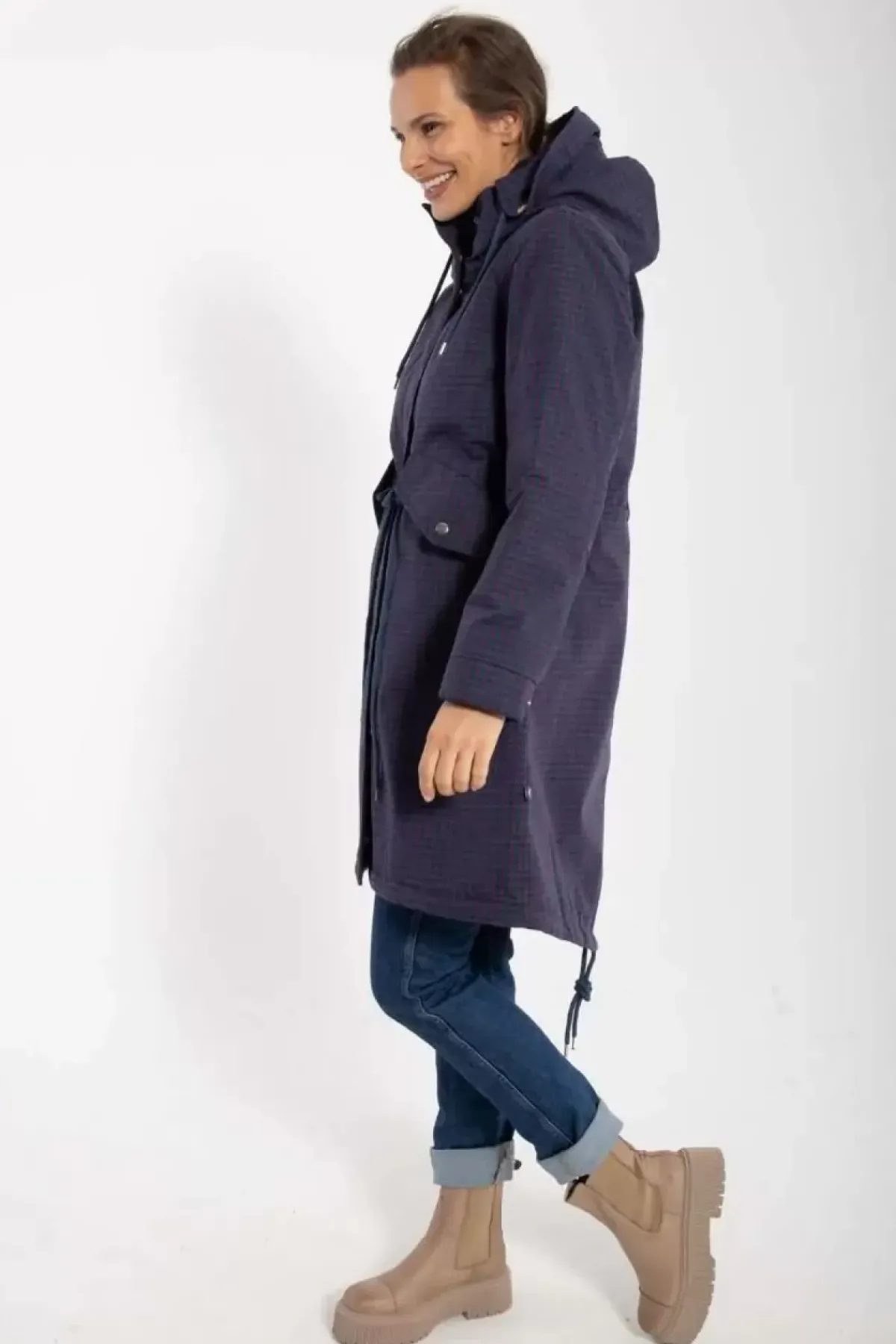 Danefæ Winterjacken>Danesvaneke Plaid Winter Parka Marine/Black/Redwine