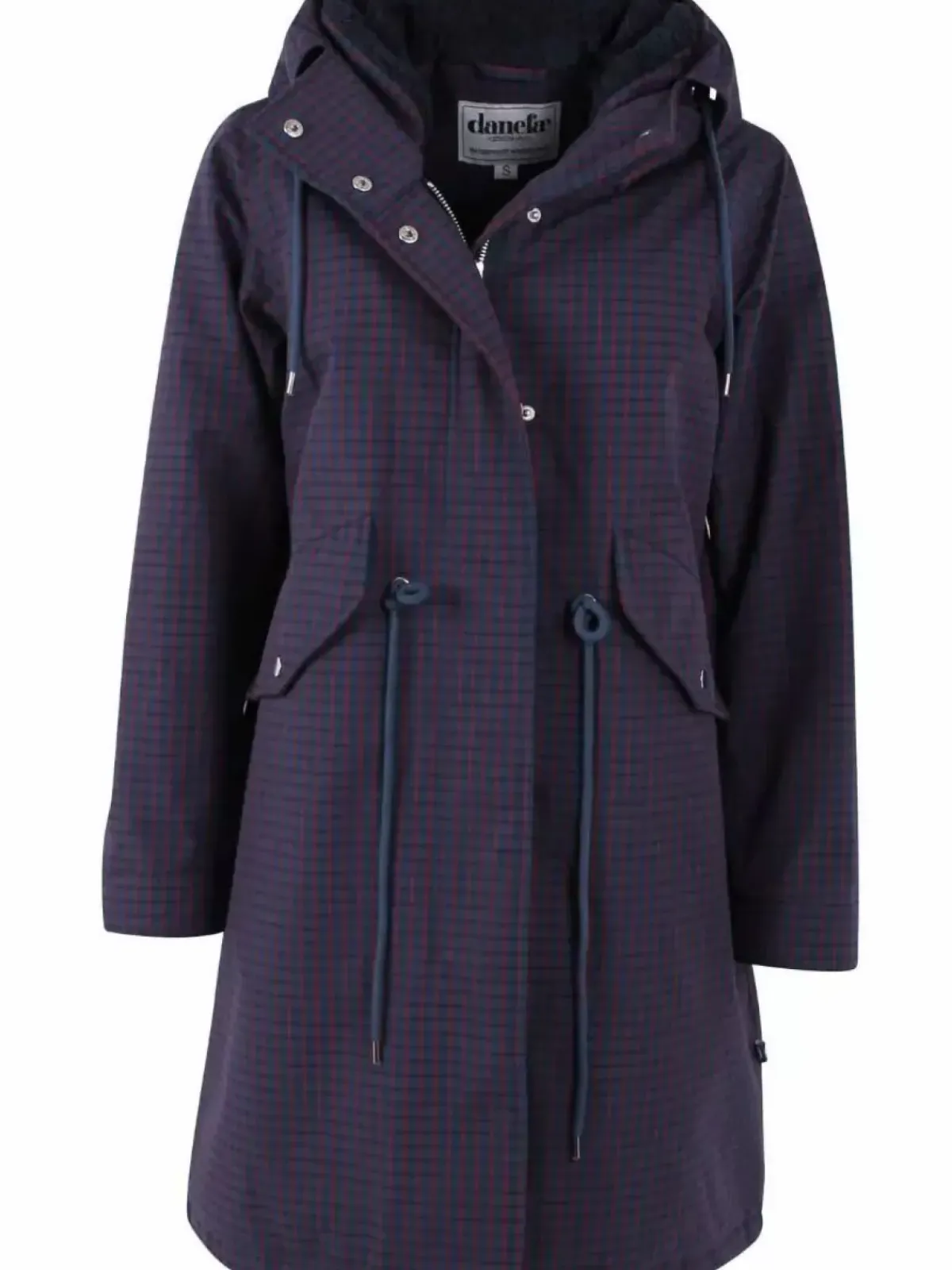 Danefæ Winterjacken>Danesvaneke Plaid Winter Parka Marine/Black/Redwine