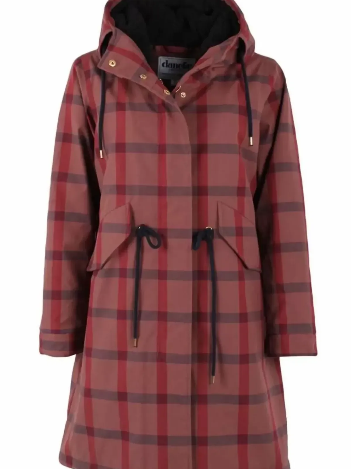 Danefæ Winterjacken>Danesvaneke Plaid Winter Parka Beige Rose/Dark Navy/Redwine