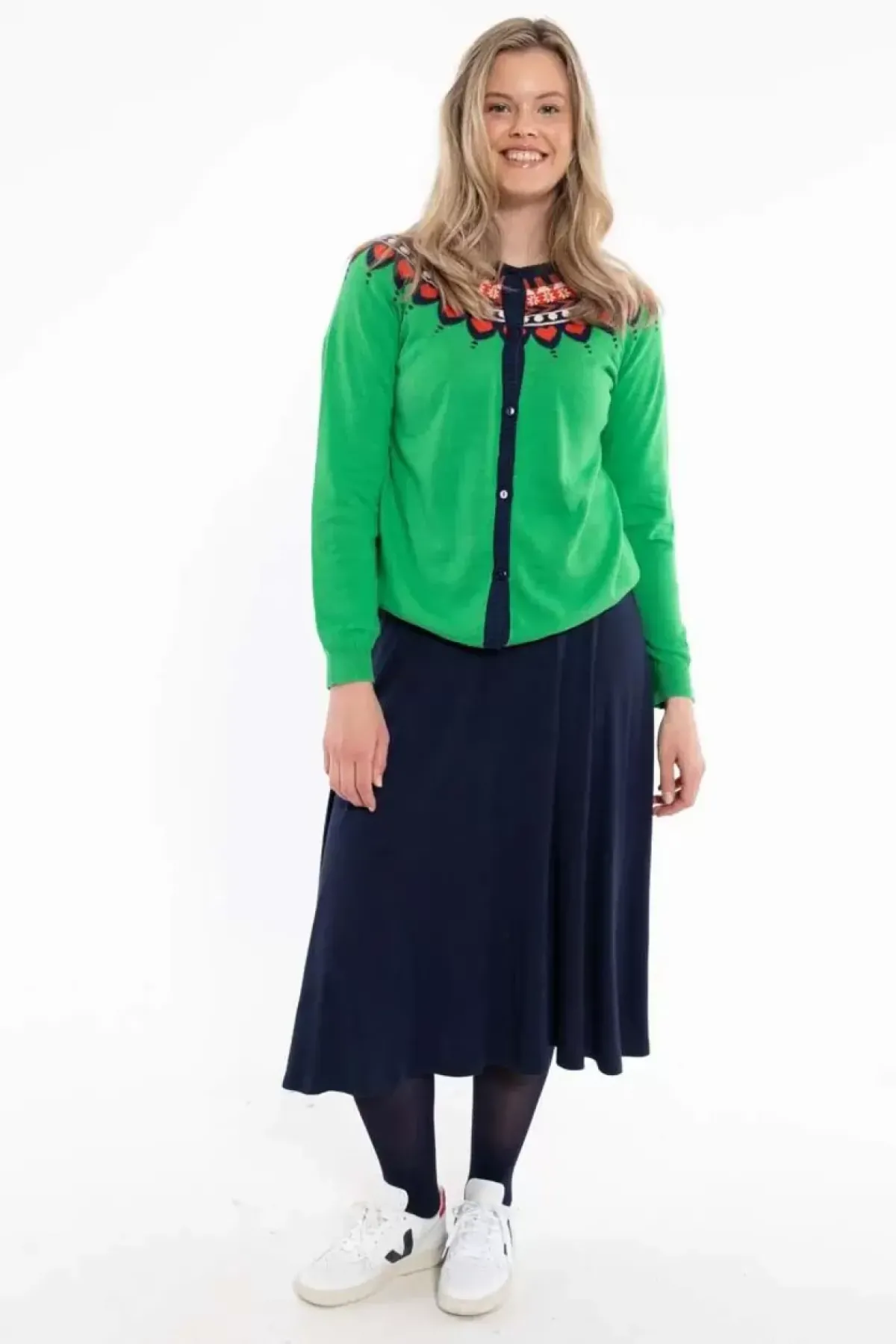 Danefæ Cardigan>Danesweetheart Cotton Knit Cardigan Green