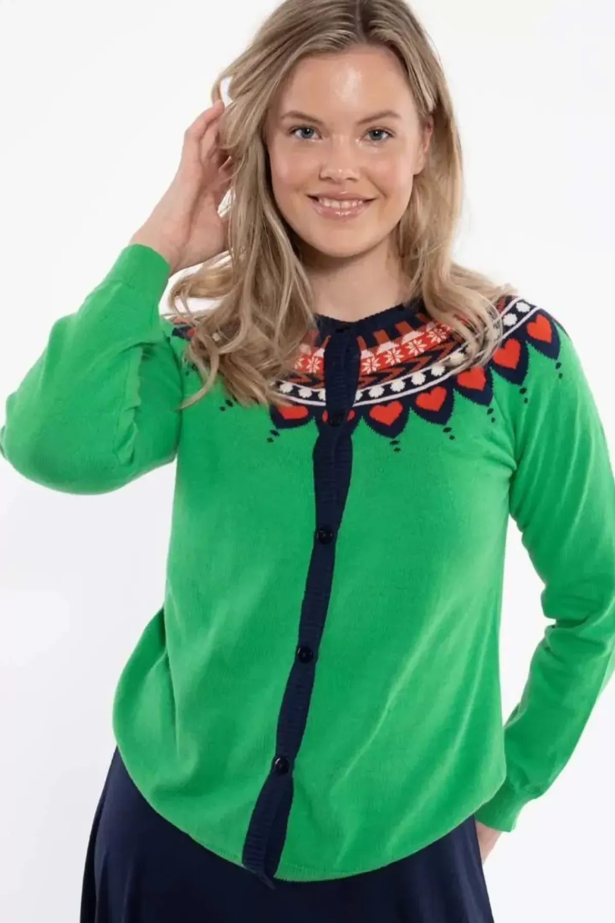 Danefæ Cardigan>Danesweetheart Cotton Knit Cardigan Green