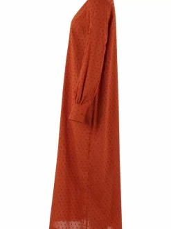 Danefæ Kleider>Danetilda Cotton Dot Dress Rust