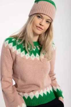 Danefæ Mützen/Hute>Danetop Beanie Powder Rose/Green