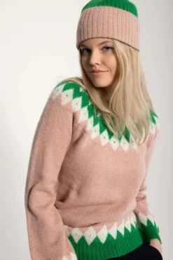 Danefæ Mützen/Hute>Danetop Beanie Powder Rose/Green