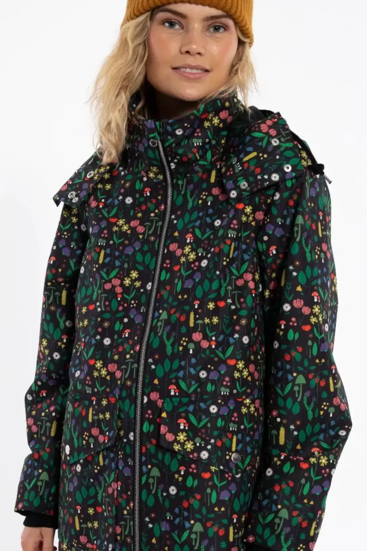 Danefæ Übergangsjacken>Daneturell Midseason Coat Black Botanical