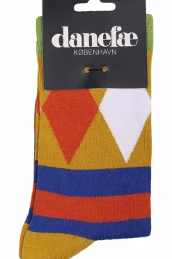 Danefæ Socken Und Strümpfe>Danewalk With Me Socks Deep Marine/Rust Diamonds