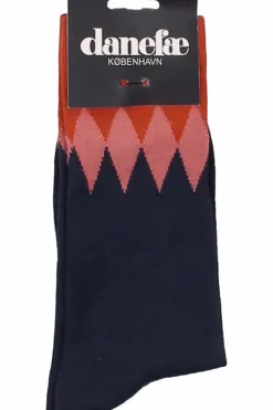 Danefæ Socken Und Strümpfe>Danewalk With Me Socks Dk Navy/Brick Diamonds