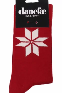 Danefæ Socken Und Strümpfe>Danewalk With Me Socks Dk Red Snowflakes