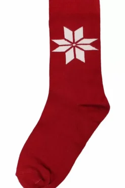 Danefæ Socken Und Strümpfe>Danewalk With Me Socks Dk Red Snowflakes