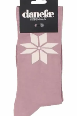 Danefæ Socken Und Strümpfe>Danewalk With Me Socks Vintage Rose/Chalk Snowflakes