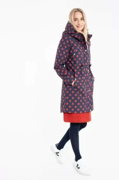 Danefæ Winterjacken>Danflora Winter Parka Dark Navy/Dark Rust Dots