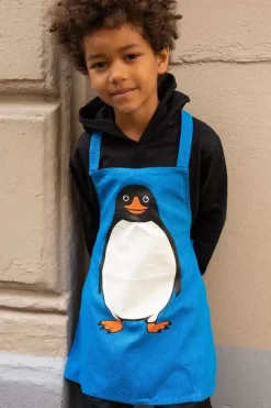 Danefæ Textilien Für Kinder>Dyr Apron - Kids Blue Pingvin
