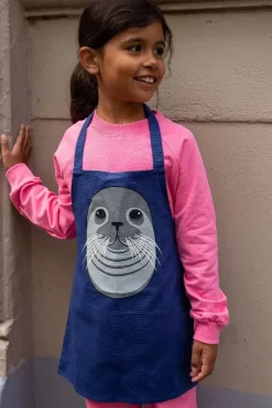 Danefæ Textilien Für Kinder>Dyr Apron - Kids Navy Sael