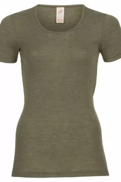 Danefæ T-Shirts>Engel Wool Natur Ladies Shirt Ss Olive