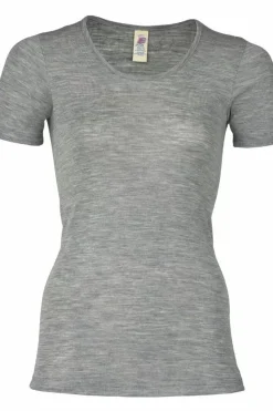 Danefæ T-Shirts>Engel Wool Natur Ladies Shirt Ss Lt Grey Melange