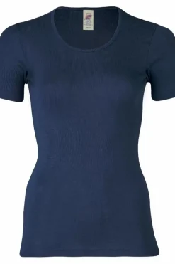 Danefæ T-Shirts>Engel Wool Natur Ladies Shirt Ss Navy Blue