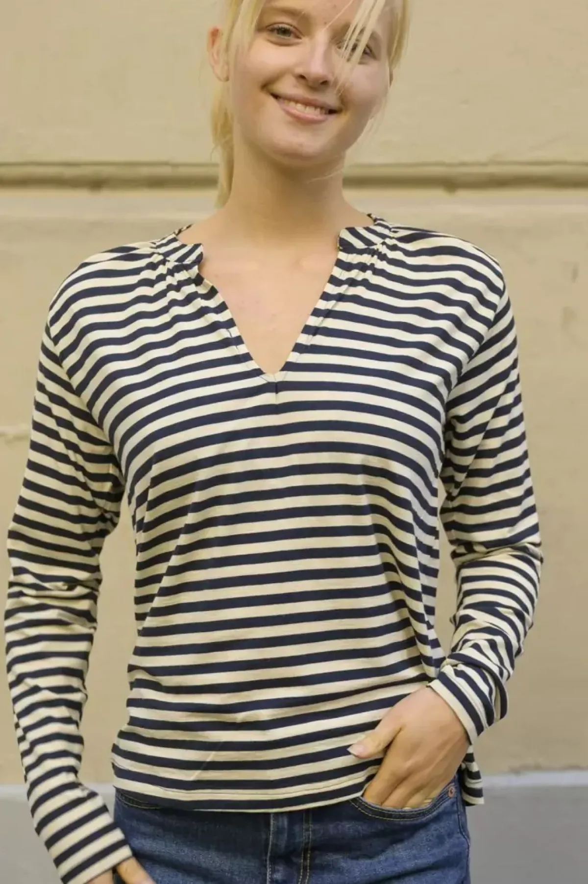 Danefæ Hemden Und Shirts>Ess - Danebaba Wool Blouse Navy/Chalk