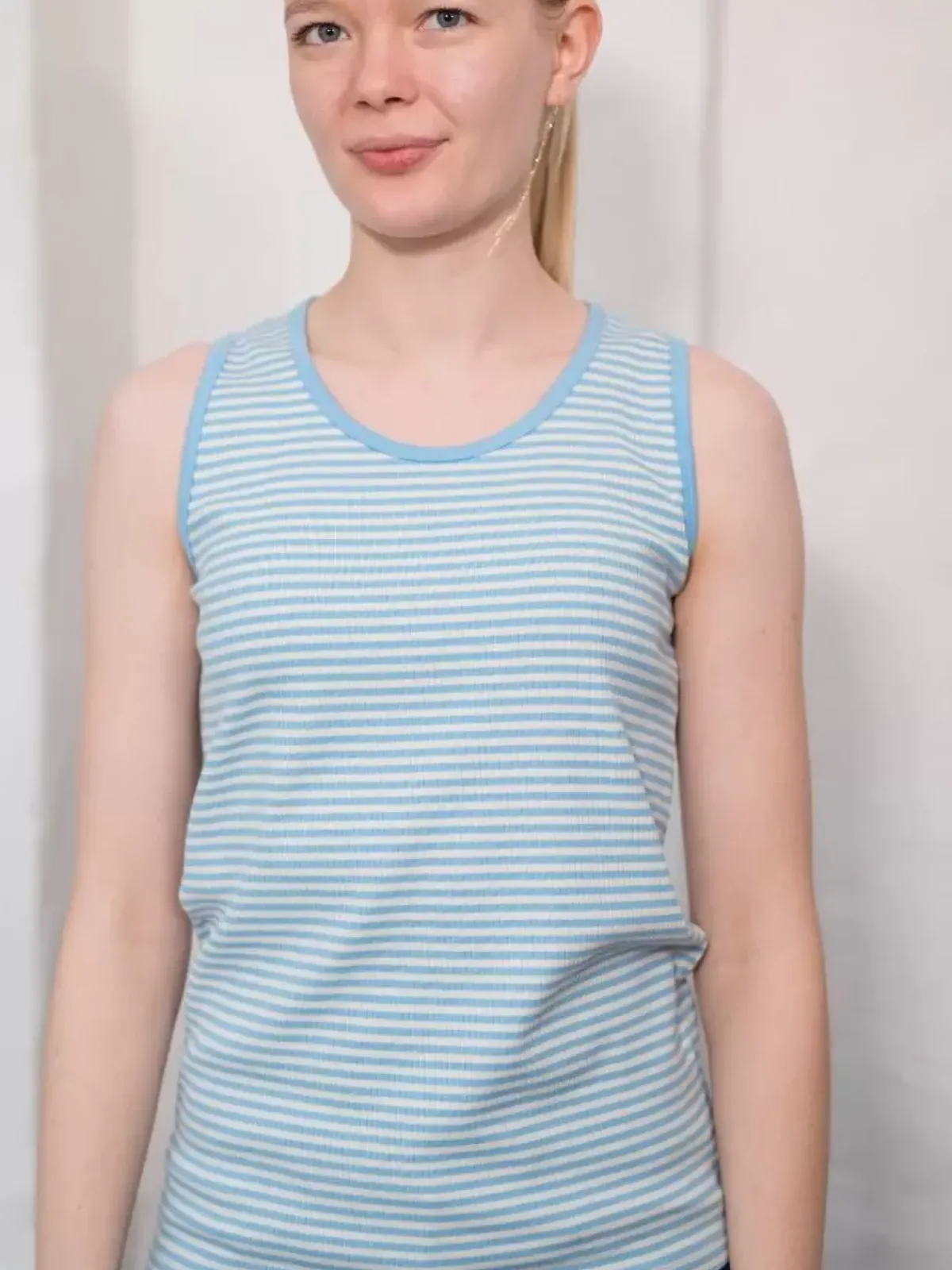 Danefæ Tops>Ess - Organic Danallinge Top Baby Blue/Chalk