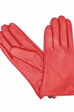 Danefæ Handschuhe>Fleeceforet Laederhandsker Red