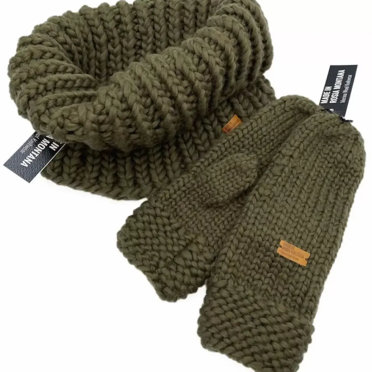 Danefæ Handschuhe>Handstrikket Merinould Vanter Military Olive