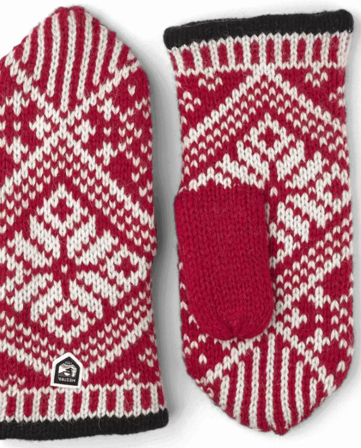Danefæ Handschuhe>Hestra Nordic Wool Mittens Red/Off White