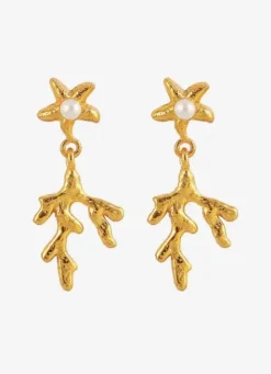 Danefæ Schmuck>Hultquist Cph Mini Coral Leaf Oreringe Guldbelagt