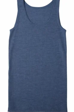 Danefæ Tops>Joha Wool Undershirt Blue Melange