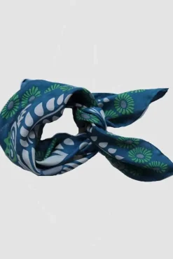 Danefæ Schals>Les Belles Vagabondes Mini Silk Scarf Cosmos Navy