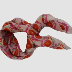 Danefæ Schals>Les Belles Vagabondes Mini Silk Scarf Jaipur Pink/Orange