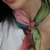 Danefæ Schals>Les Belles Vagabondes Mini Silk Scarf Expression Green
