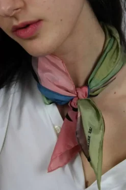 Danefæ Schals>Les Belles Vagabondes Mini Silk Scarf Expression Green