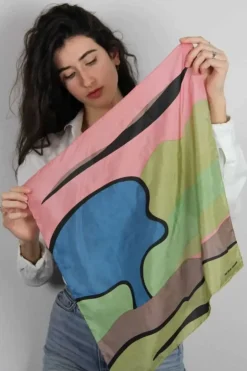 Danefæ Schals>Les Belles Vagabondes Mini Silk Scarf Expression Green