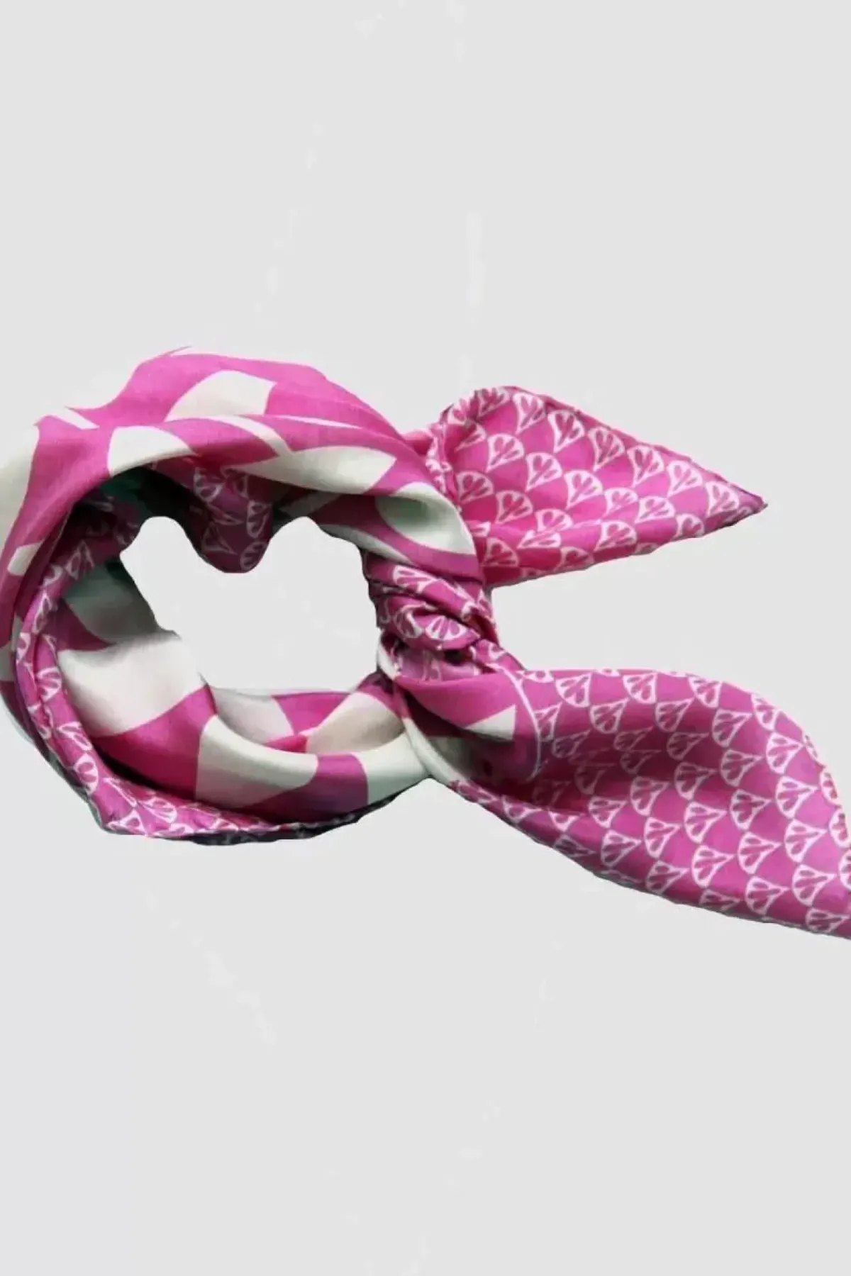 Danefæ Schals>Les Belles Vagabondes Mini Silk Scarf Ficus Fuchsia