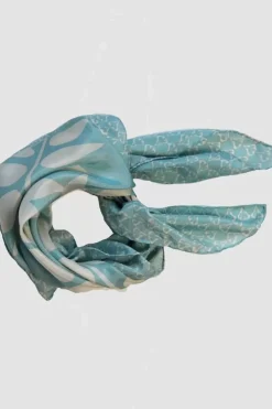 Danefæ Schals>Les Belles Vagabondes Mini Silk Scarf Ficus Blue