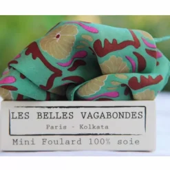Danefæ Schals>Les Belles Vagabondes Mini Silk Scarf Jaipur Green