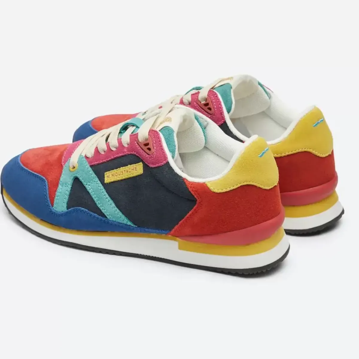 Danefæ Sneakers>M.Moustache Andre Running Sneakers Suede Bleu Rouge Orange