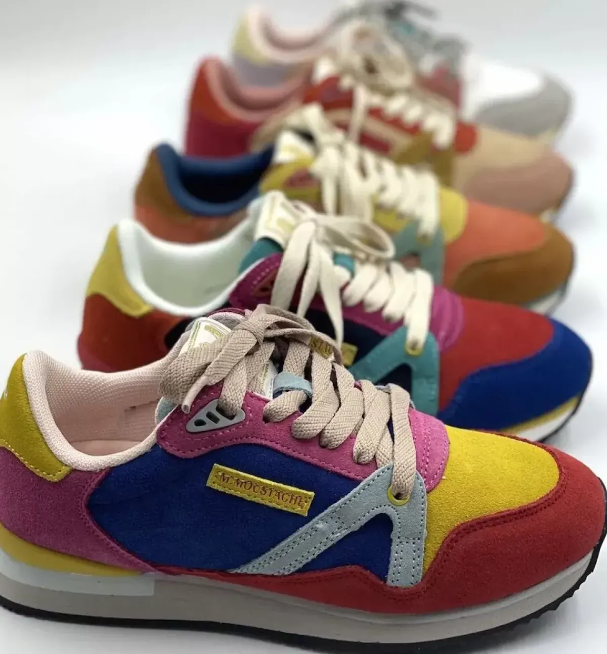 Danefæ Sneakers>M.Moustache Andre Running Sneakers Suede Bleu Rouge Orange