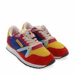 Danefæ Sneakers>M.Moustache Andre Running Sneakers Suede Rose Jaune Bleu
