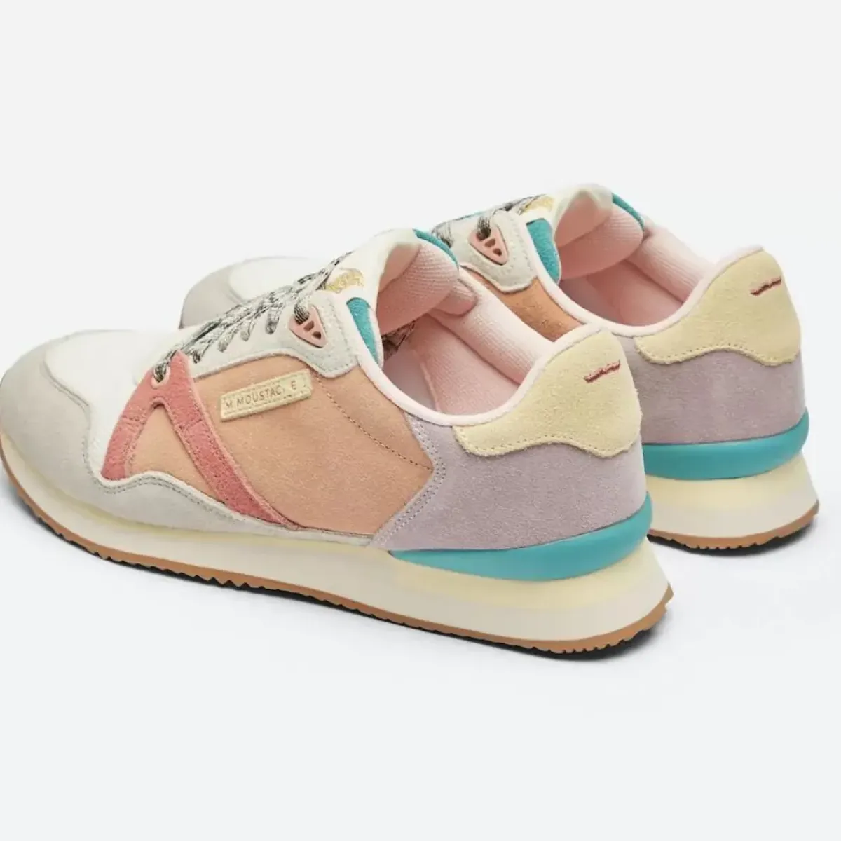 Danefæ Sneakers>M.Moustache Andre Running Sneakers Suede Et Mesh Gris Blanc Blush
