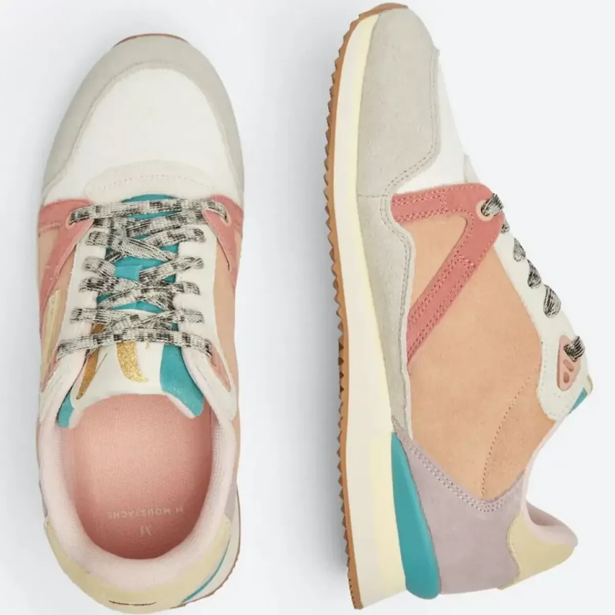 Danefæ Sneakers>M.Moustache Andre Running Sneakers Suede Et Mesh Gris Blanc Blush