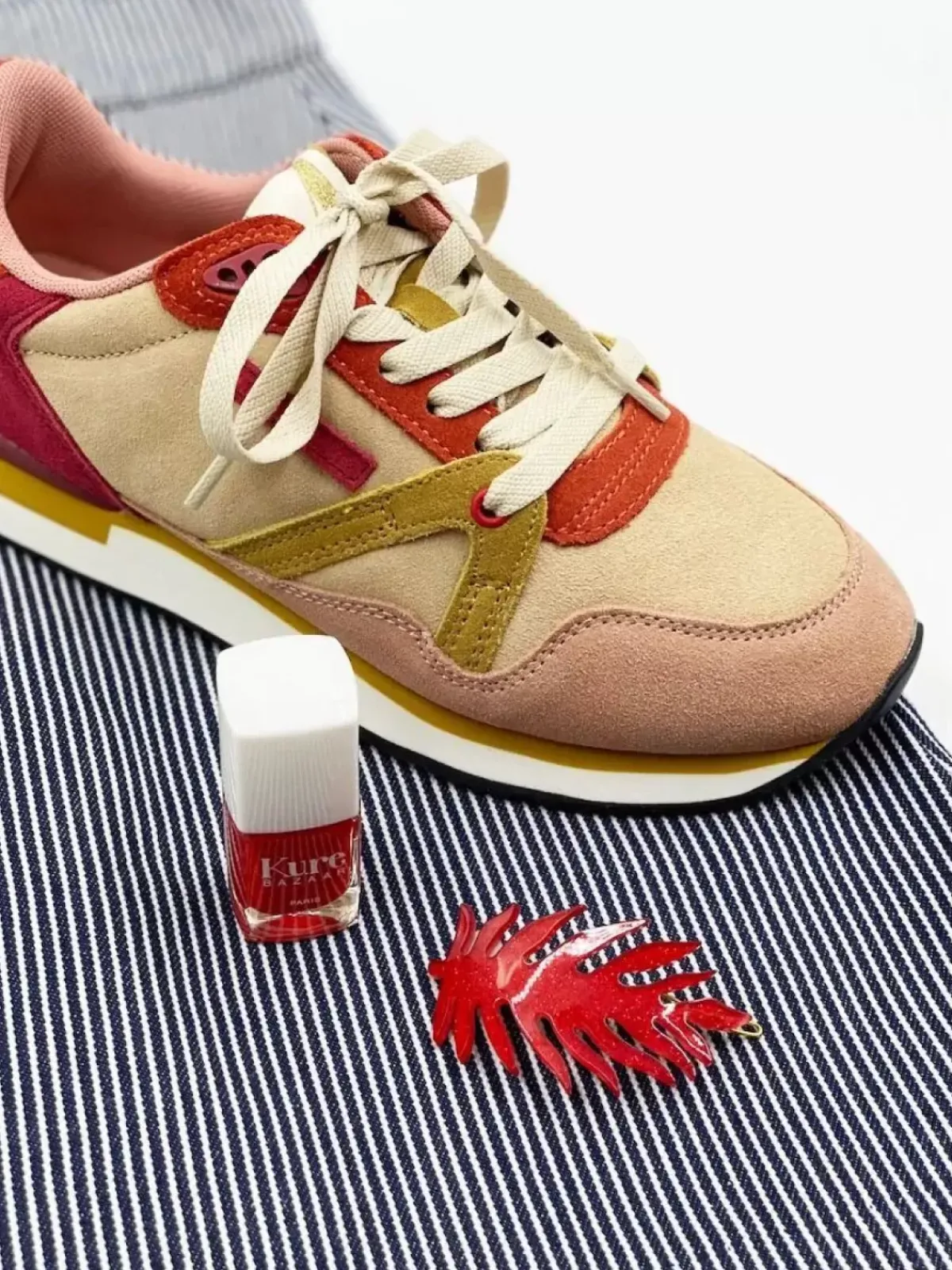 Danefæ Sneakers>M.Moustache Andre Running Sneakers Suede Rose Nude Jaune