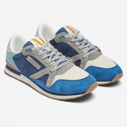 Danefæ Sneakers>M.Moustache Andre Running Sneakers Suede Bleu Ecru Gris