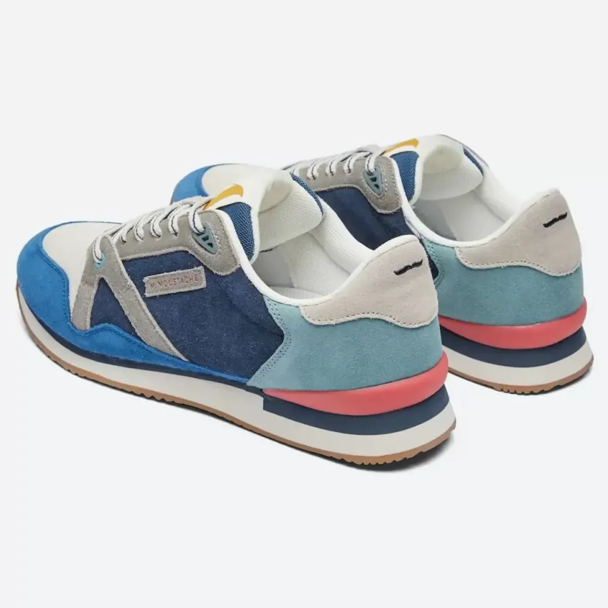 Danefæ Sneakers>M.Moustache Andre Running Sneakers Suede Bleu Ecru Gris